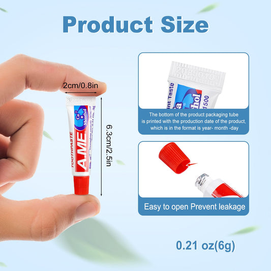 Individual travel toothpaste tubes arranged for bulk use