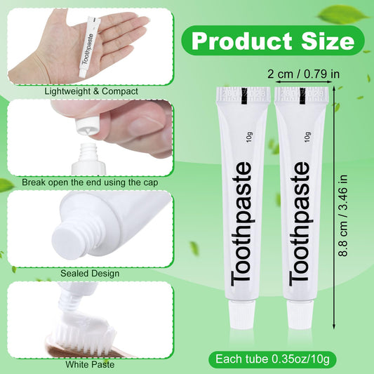 Individual travel toothpaste tubes in a 50-pack bulk