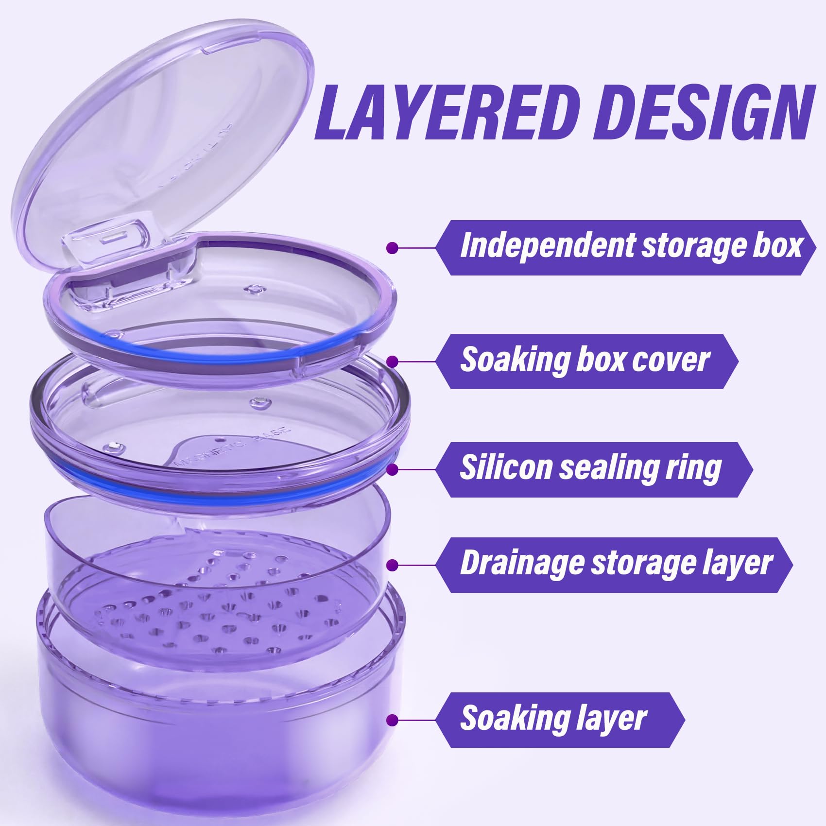 Travel-friendly denture case for on-the-go cleansing