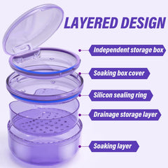 Travel-friendly denture case for on-the-go cleansing