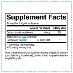 TravelBiotic probiotic label showing 10B CFU