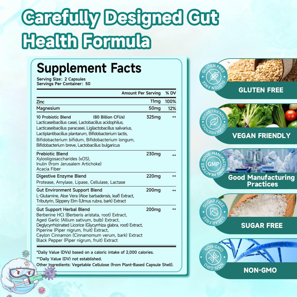 Close-up of 80B CFU probiotics label