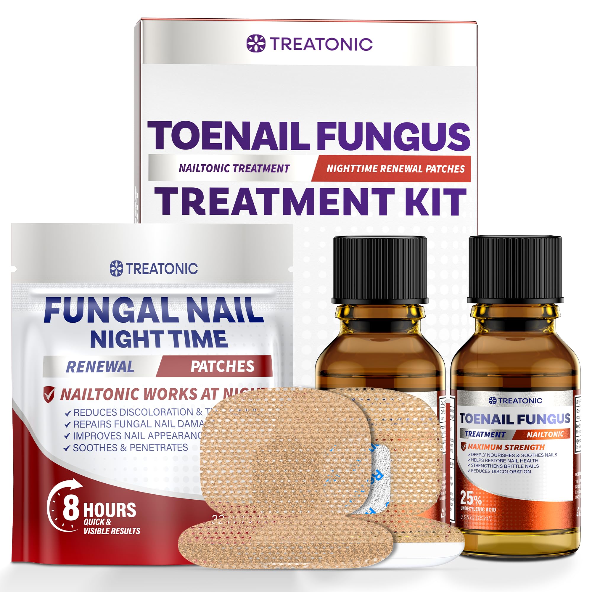 Treatonic daytime liquid application shows quick absorption for nails.