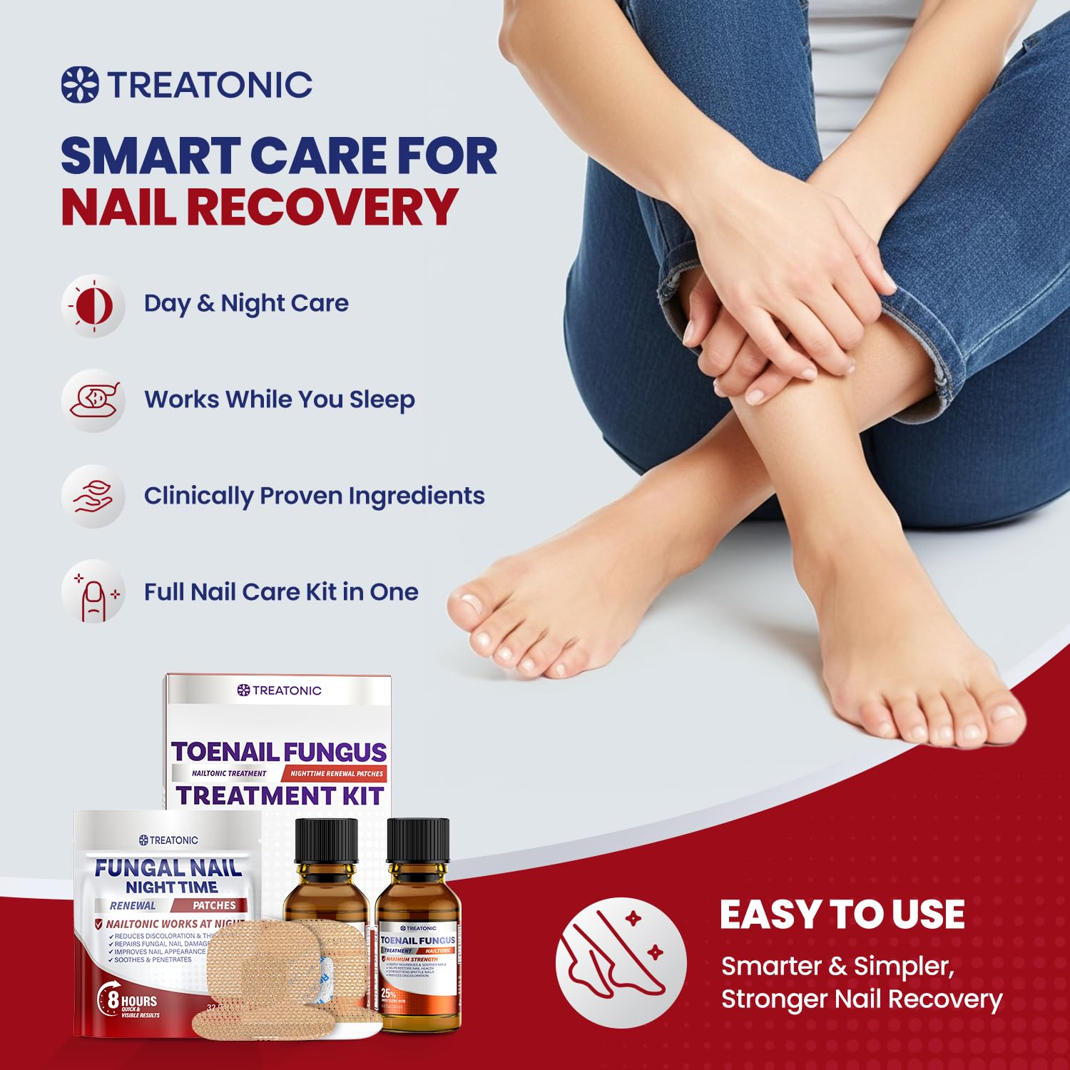 Treatonic discolored nail improvement visual during treatment.