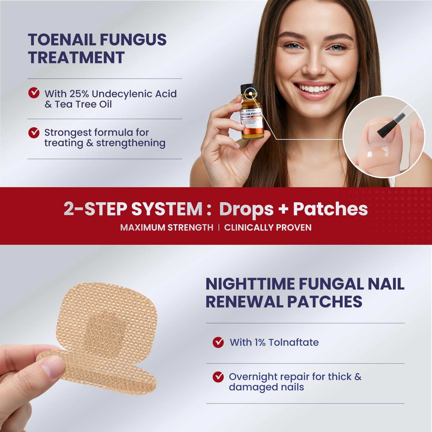 Treatonic toenail fungus kit packaging highlights the two-step system.
