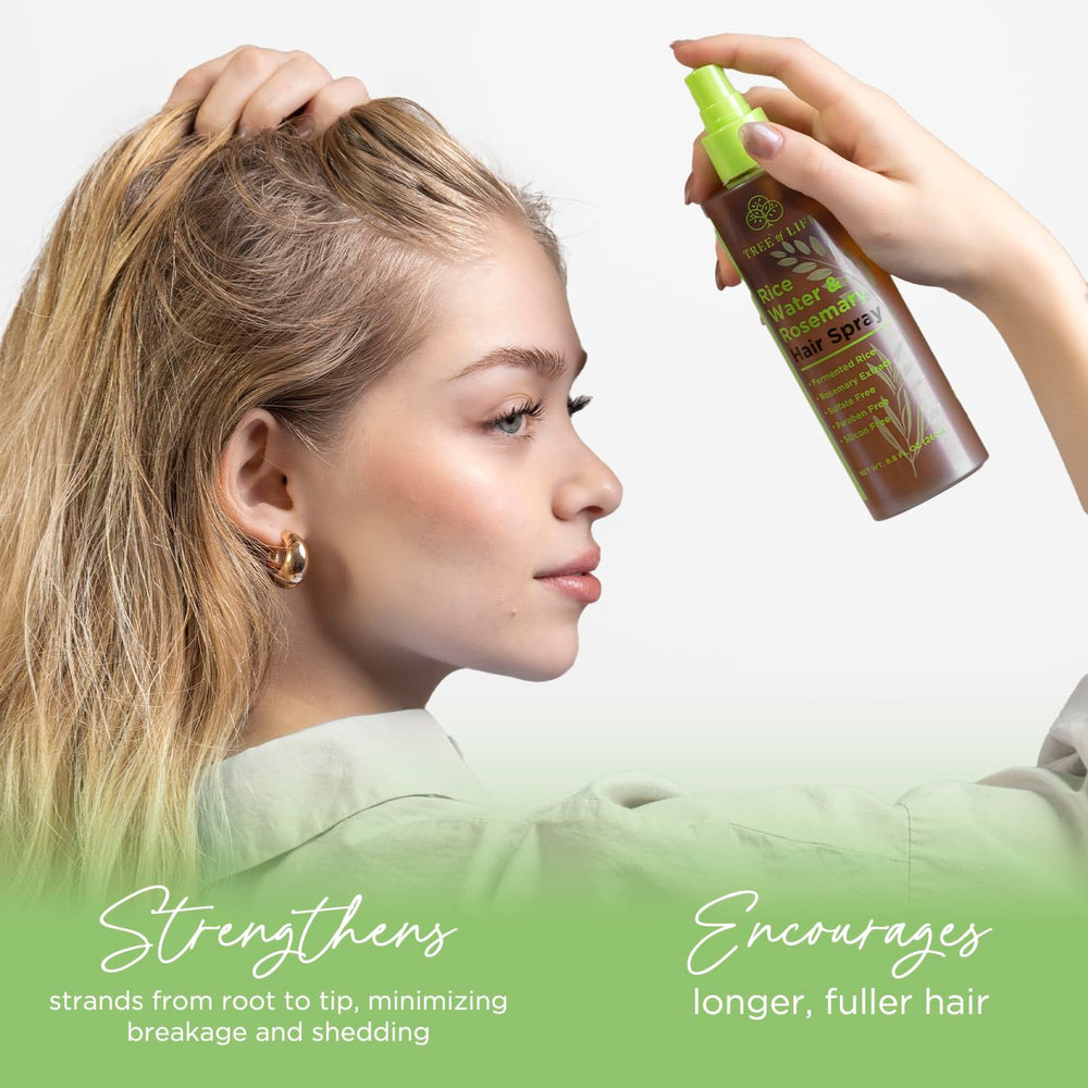 Tree of Life Beauty caffeine boost spray supports strand strengthening without weigh-down.