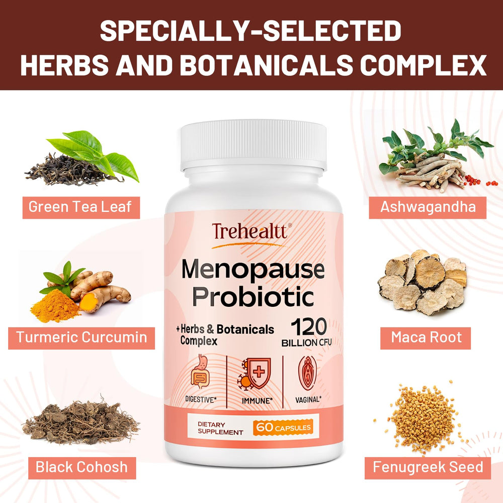 Trehealtt ashwagandha and maca root components on bottle label for stress and mood support