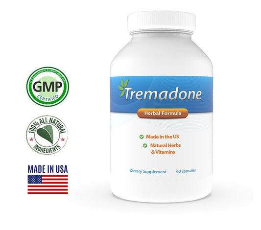 Close-up of Tremadone capsule in hand