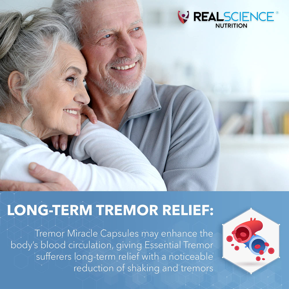 Hands holding Tremor Miracle Capsules bottle to illustrate usage