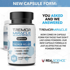 Close-up of Tremor Miracle Capsules label