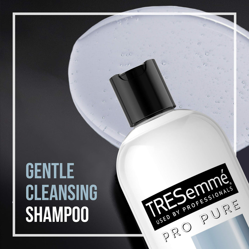 TRESemmé Pro Pure Micellar Moisture Shampoo bottle showing dye-free claim