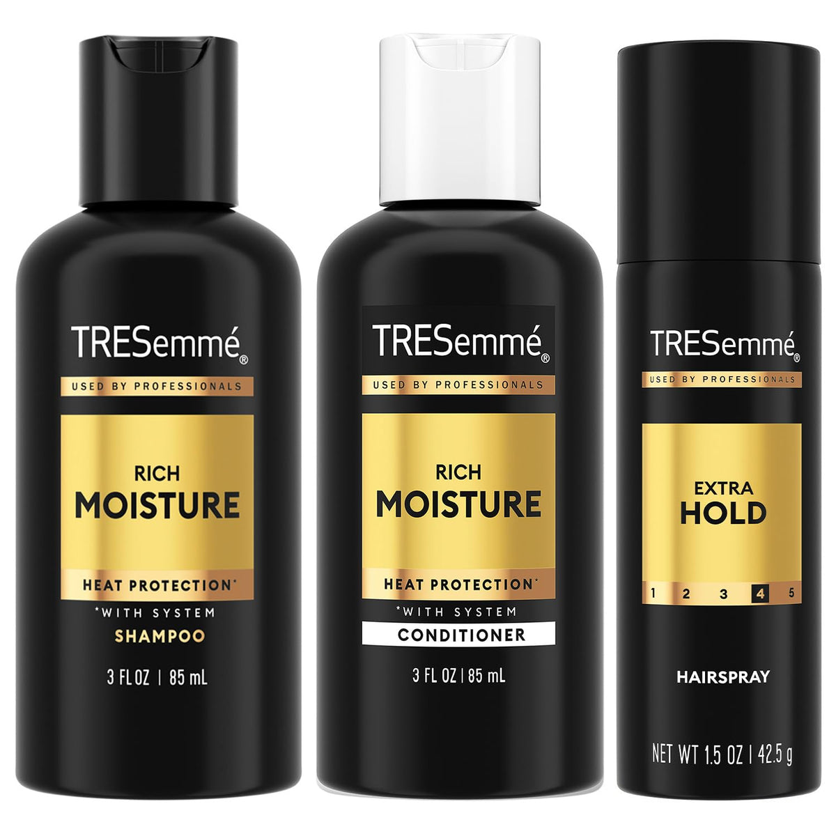 TRESemmé Rich Moisture Shampoo bottle delivering hydration for dry hair