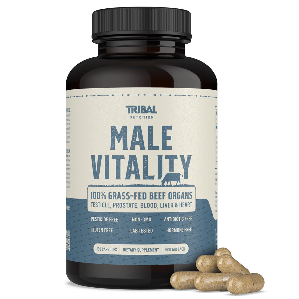 Product image: Tribal Nutrition Grass-Fed Beef Organ Supplement bottle containing 30 servings