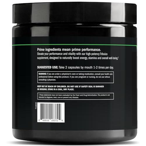 Tribulus terrestris 1300mg bottle label close-up