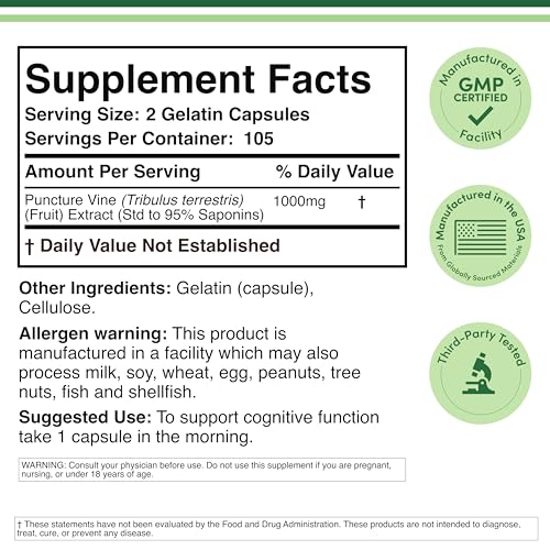 Close-up of Tribulus Terrestris product label