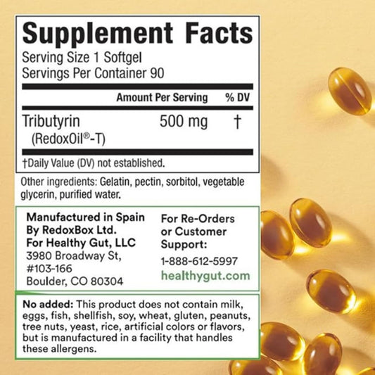 Tributyrin-X capsules showing 90 softgels