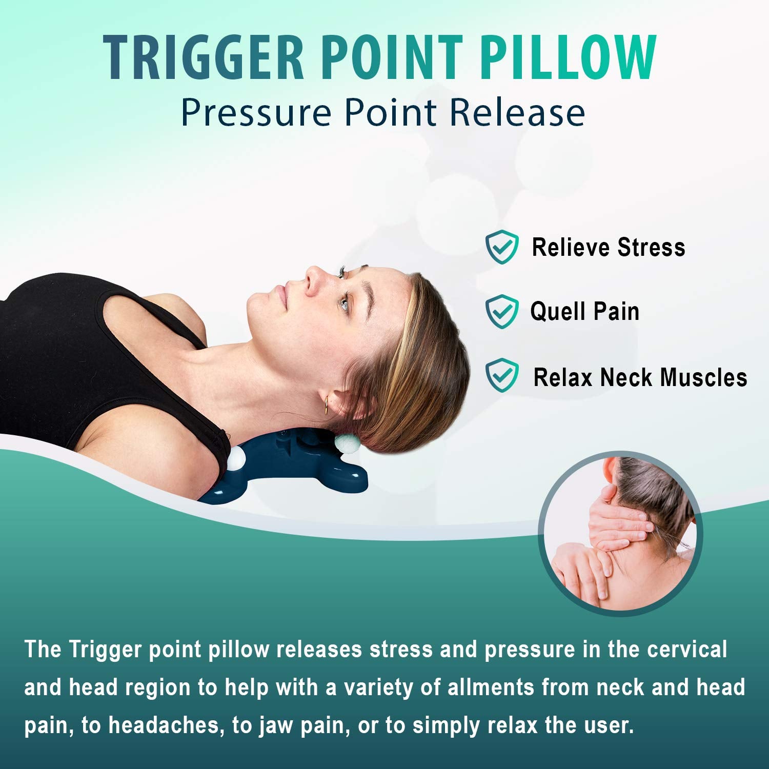 Compact, portable Trigger Point Pillow suitable for travel