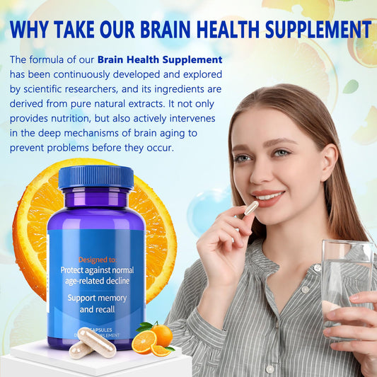 Close-up of Trihood Brain Supplement label indicating USA-made