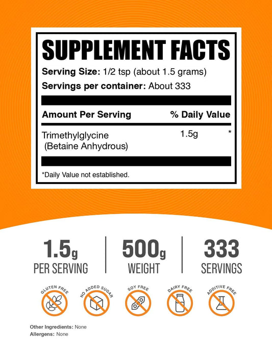 Trimethylglycine (TMG) powder serving size 1.5 g