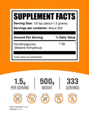 Trimethylglycine (TMG) powder serving size 1.5 g