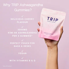 TRIP Ashwagandha Gummies on-the-go travel pouch