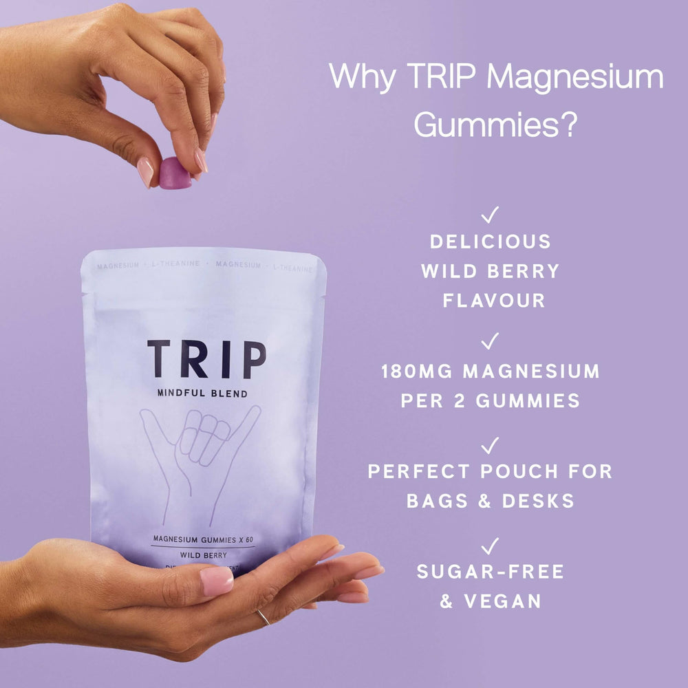 Ingredients: magnesium citrate, L-theanine, vegan and sugar-free