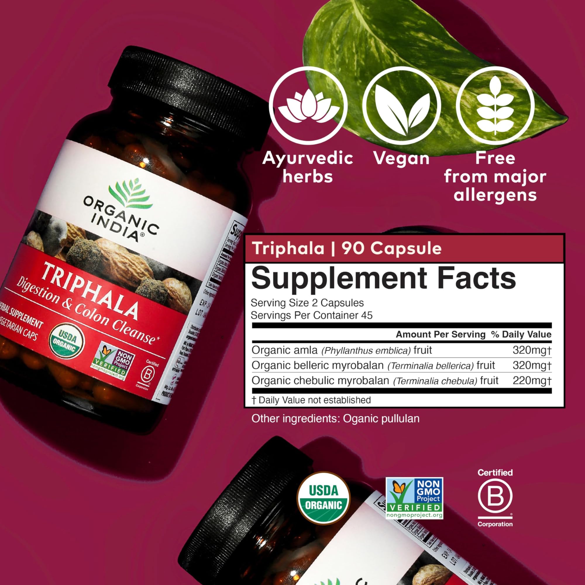 Triphala digestive support ingredients Bibhitaki, Haritaki and Amla