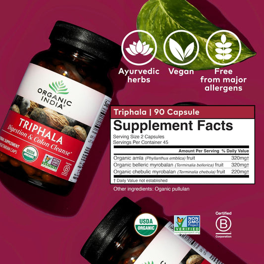 Triphala digestive support ingredients Bibhitaki, Haritaki and Amla