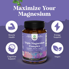 Bottle with capsules close-up shot of Triple Magnesium Complex 400 mg