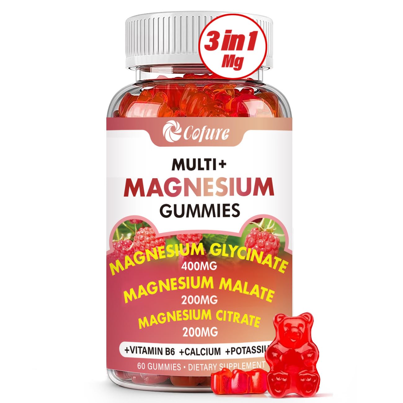 Front label of Triple Magnesium Complex Gummies 60 count