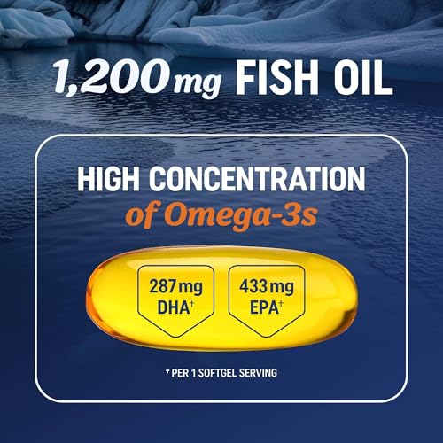 Close-up of Omega-3 Fish Oil 1200 mg bottle label