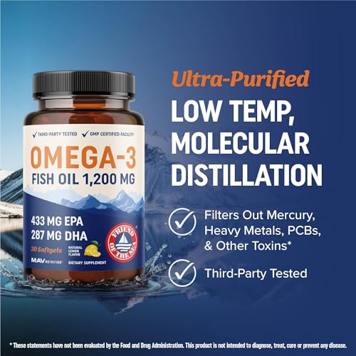 MAV Nutrition Omega-3 bottle on clean surface
