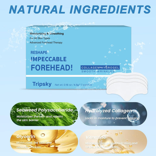 Tripsky forehead wrinkle patches applied on clean skin showing potential smoothing