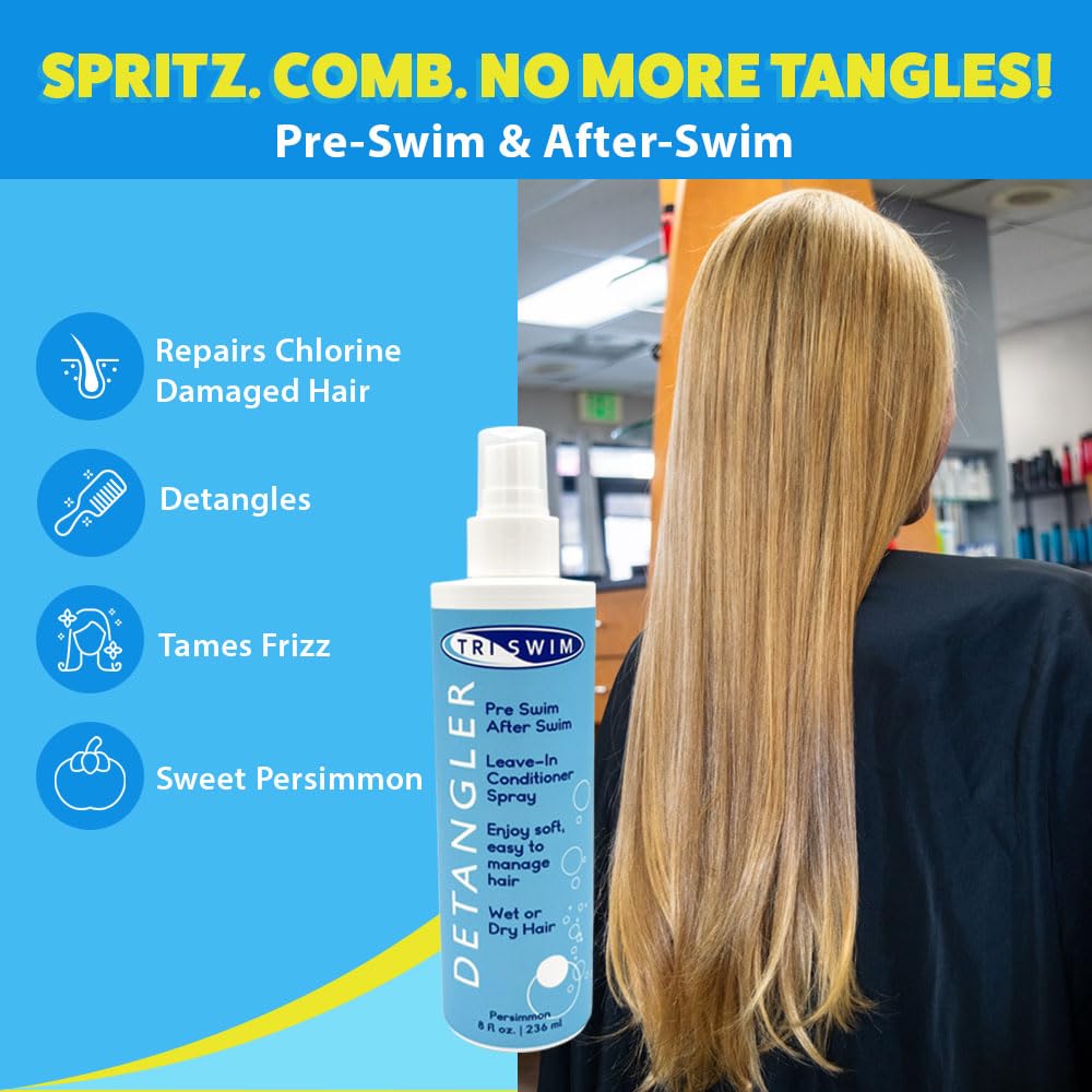 Applying TRISWIM Detangler before swimming to ease tangles