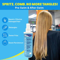 Applying TRISWIM Detangler before swimming to ease tangles