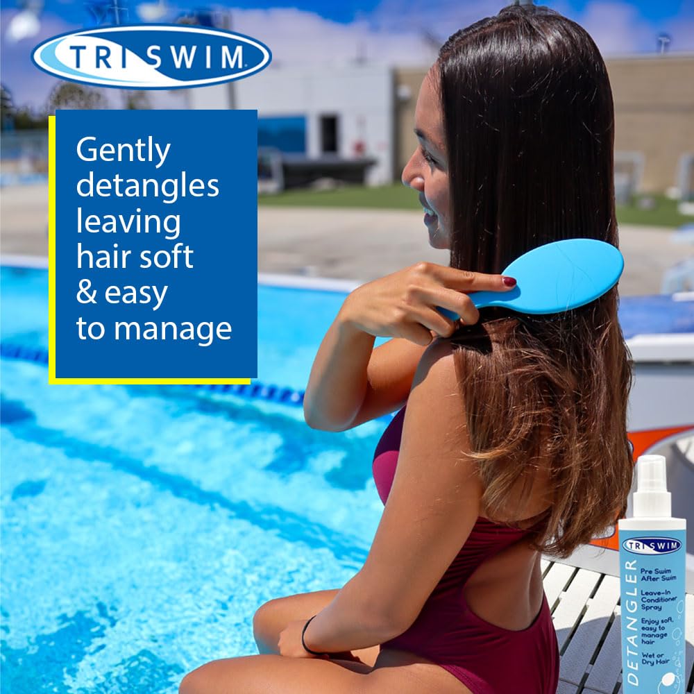 Hair after swimming looks smoother and easier to comb with TRISWIM Detangler