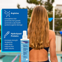 TRISWIM Detangler scent Sweet Persimmon refreshes post-swim hair