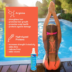 TRISWIM Kids Detangler with Persimmon scent helps neutralize chlorine odor.