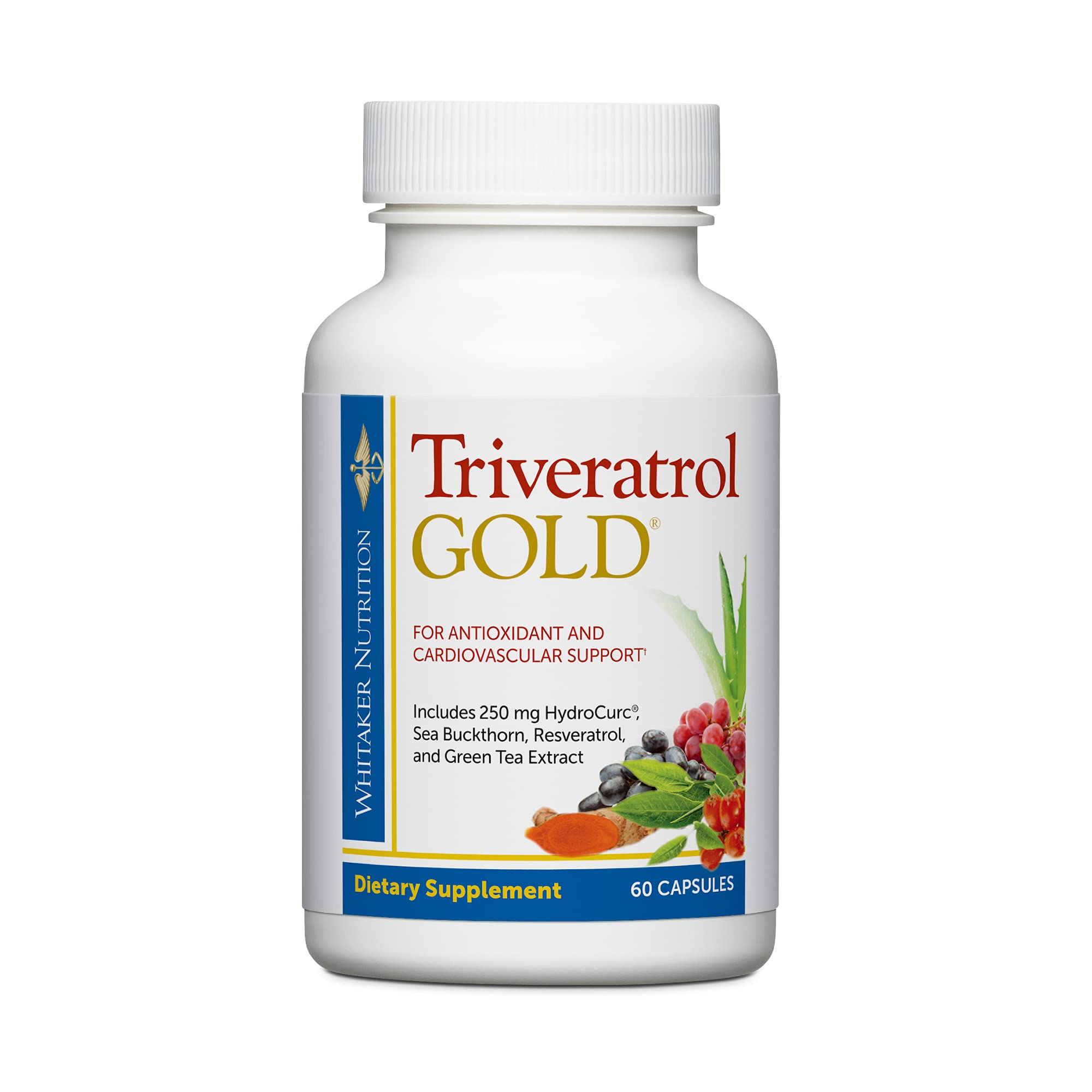 Bottle of Dr. Whitaker's Triveratrol Gold with label