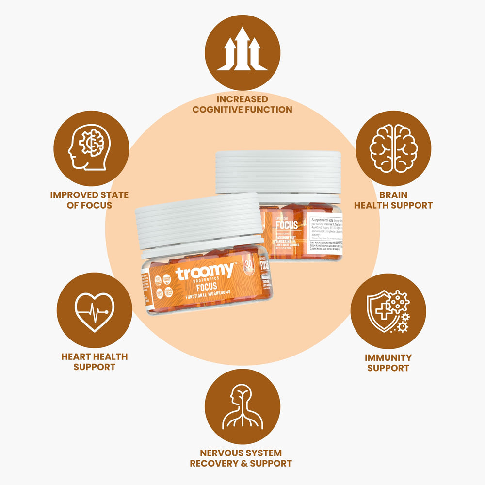 Gummies and natural ingredients displayed near the bottle