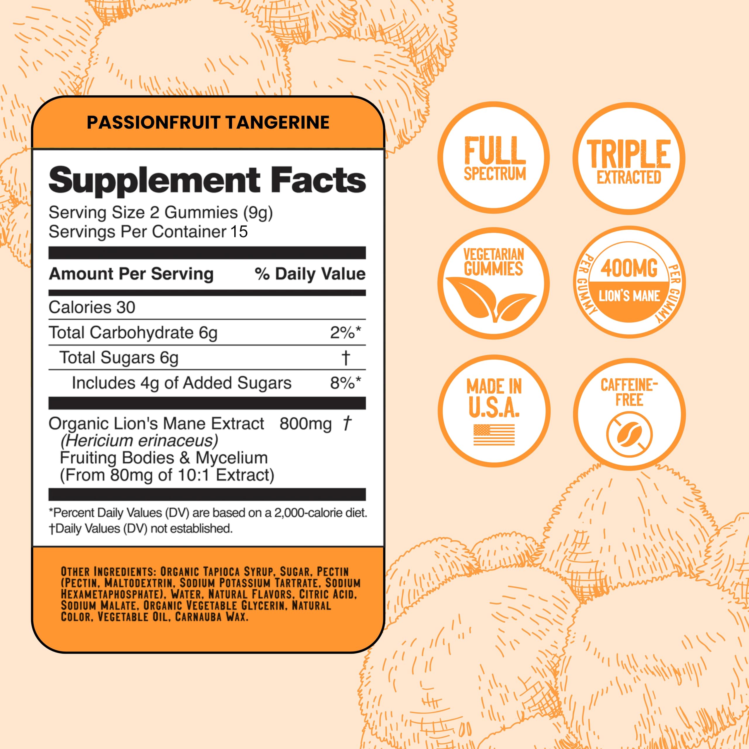 Product label highlighting gelatin-free and gluten-free features
