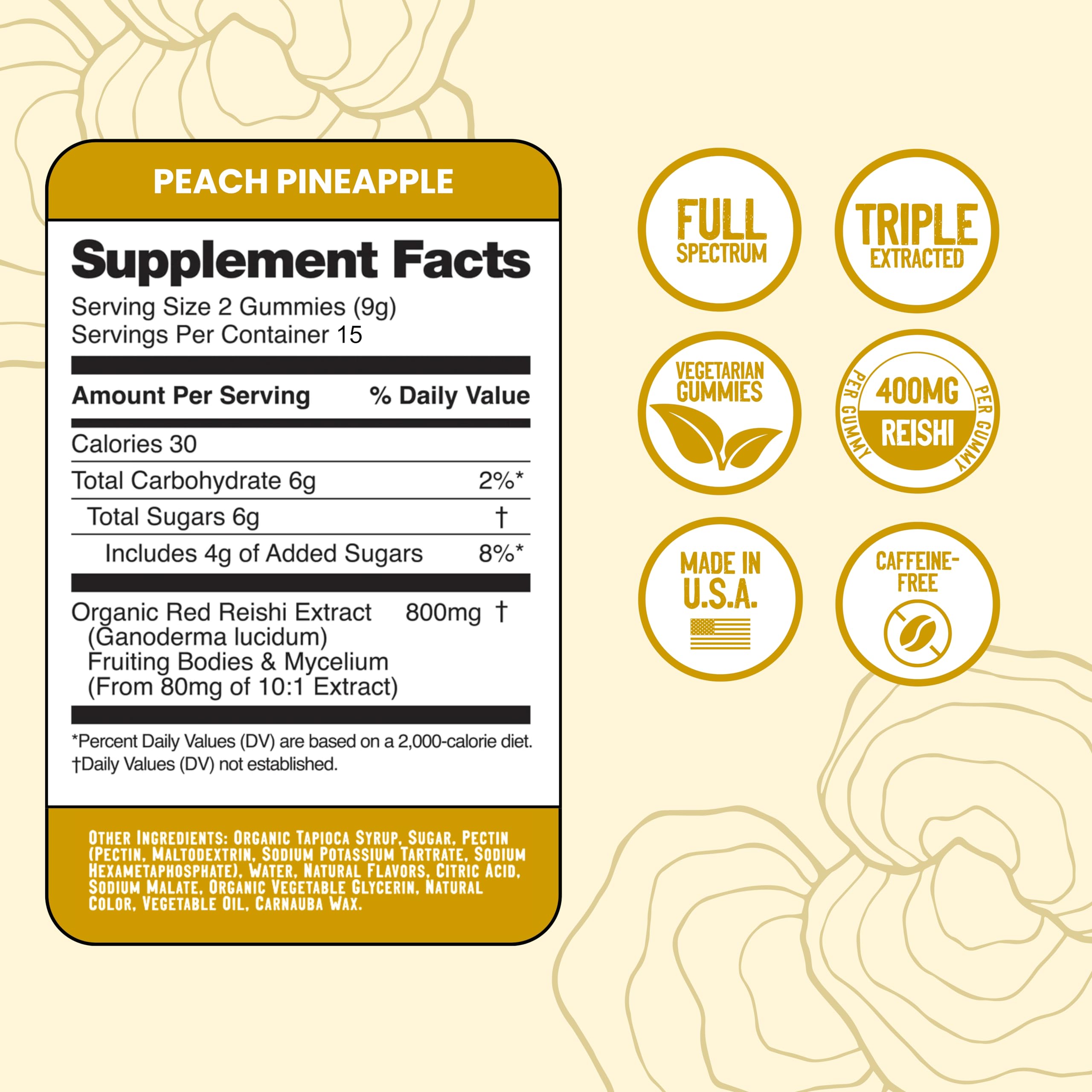 Pineapple-peach flavor illustration for Troomy Calm Gummies