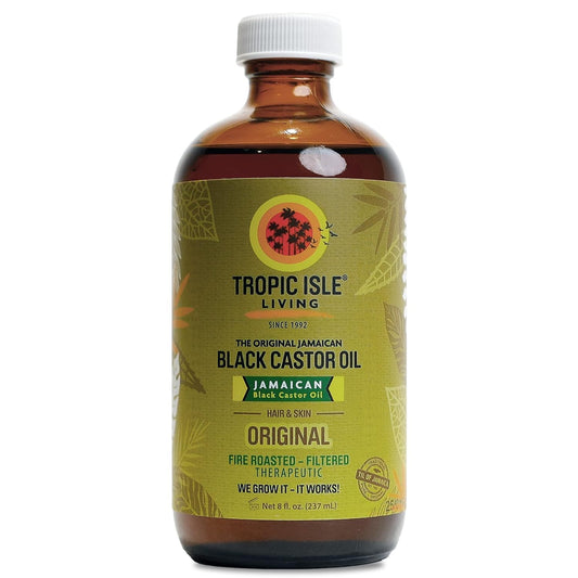 Front view of Tropic Isle Living Jamaican Black Castor Oil 8oz bottle