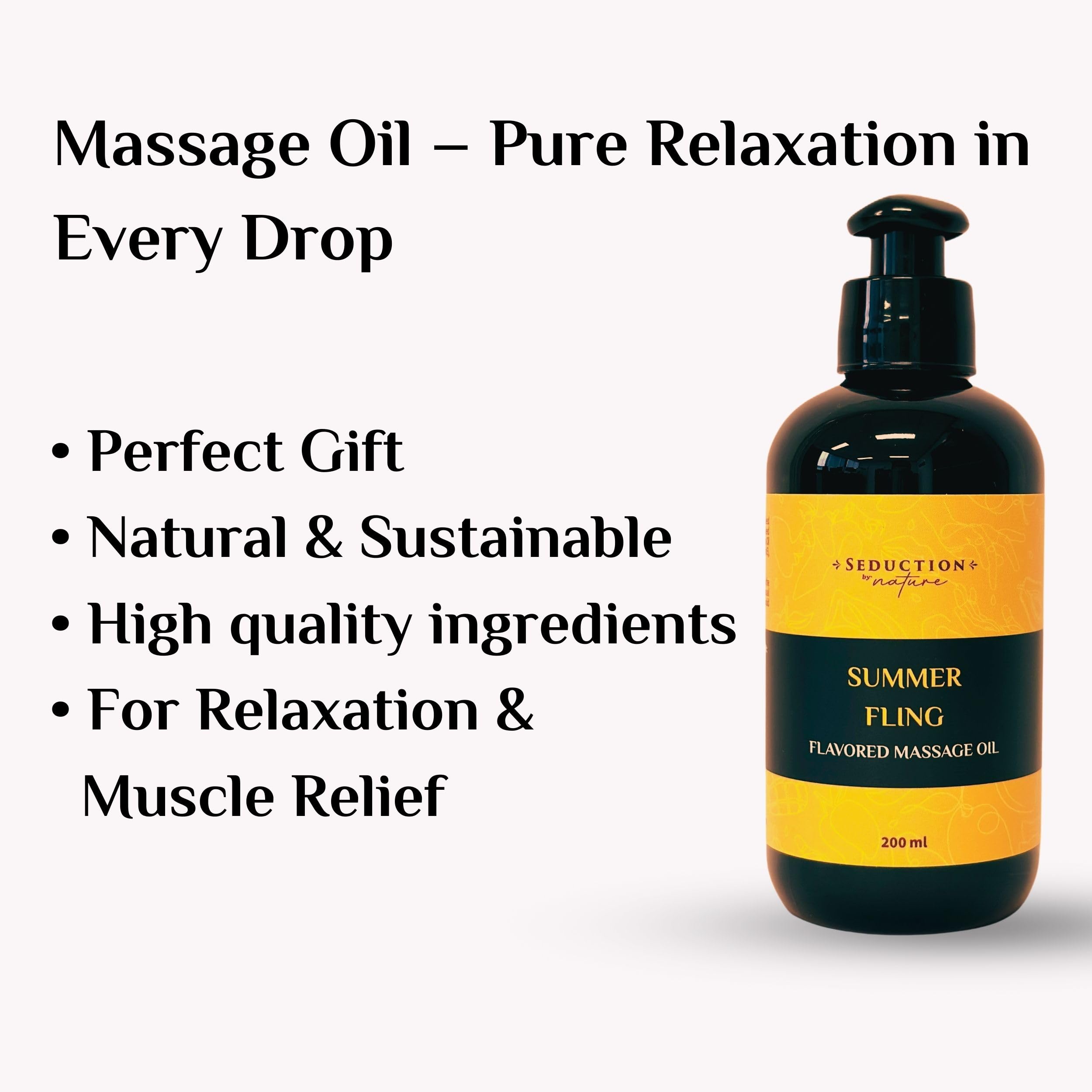 Elegant spa-like setup with massage oil and flower petals