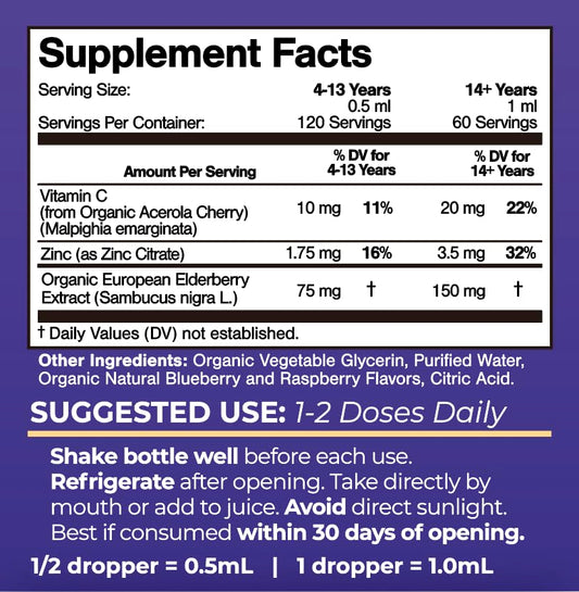 Close-up of the dropper dispensing vitamin drops
