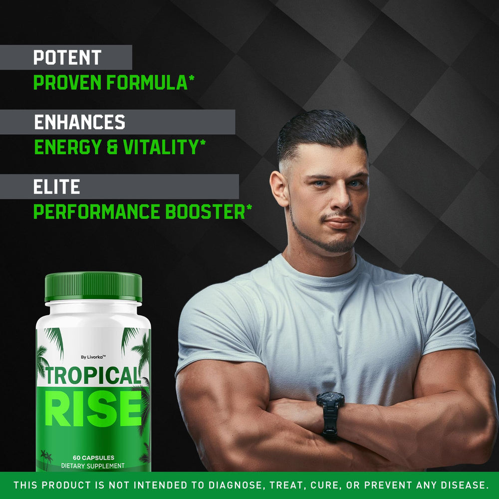 Tropical Rise bottle showing all-natural formula label