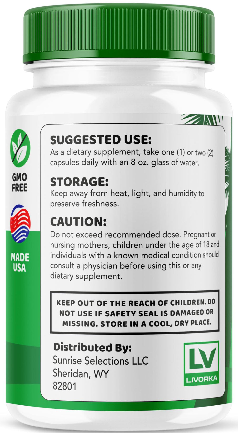 Made in USA GMP-certified facility text on Tropical Rise label