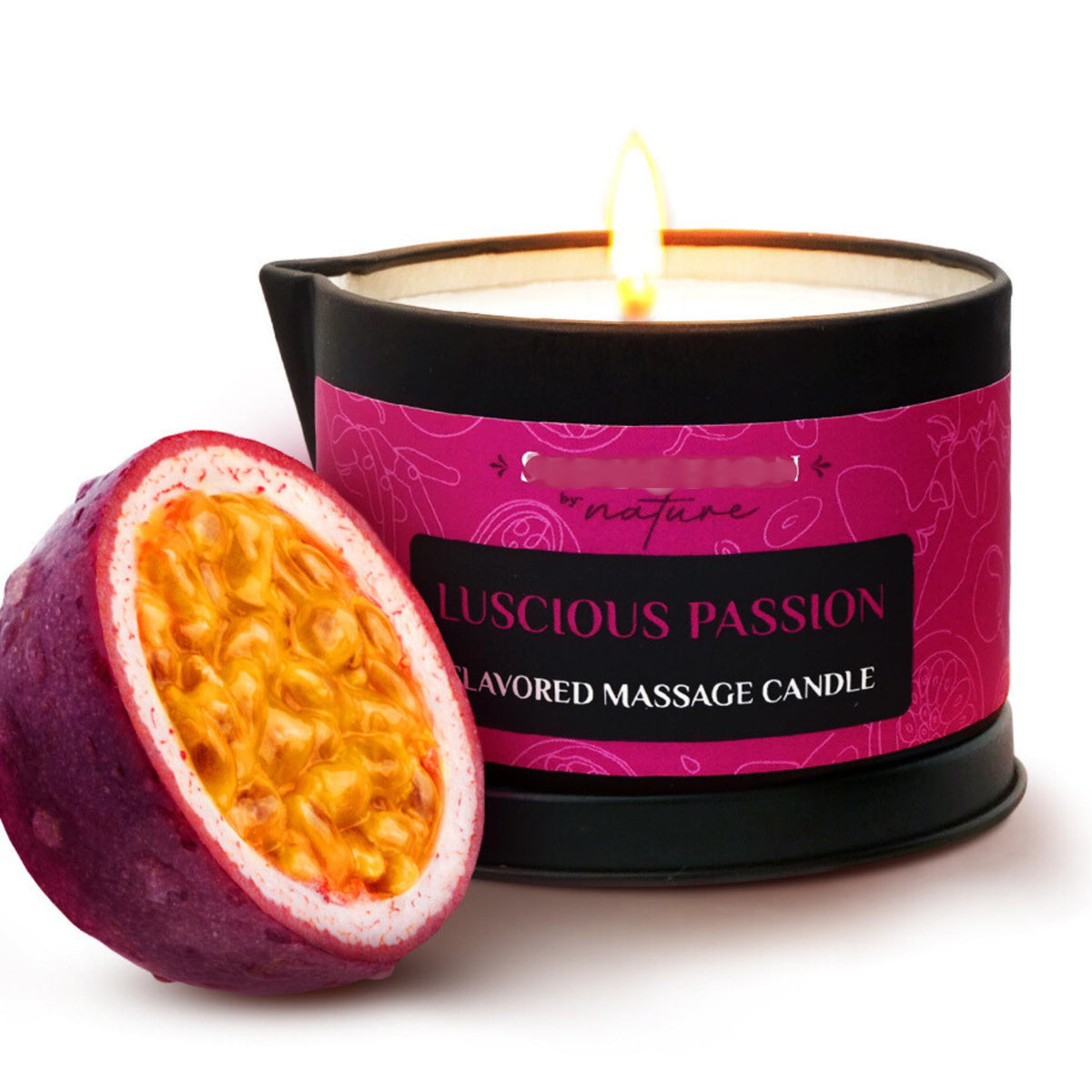 Tropical scented massage oil candle in a premium glass jar