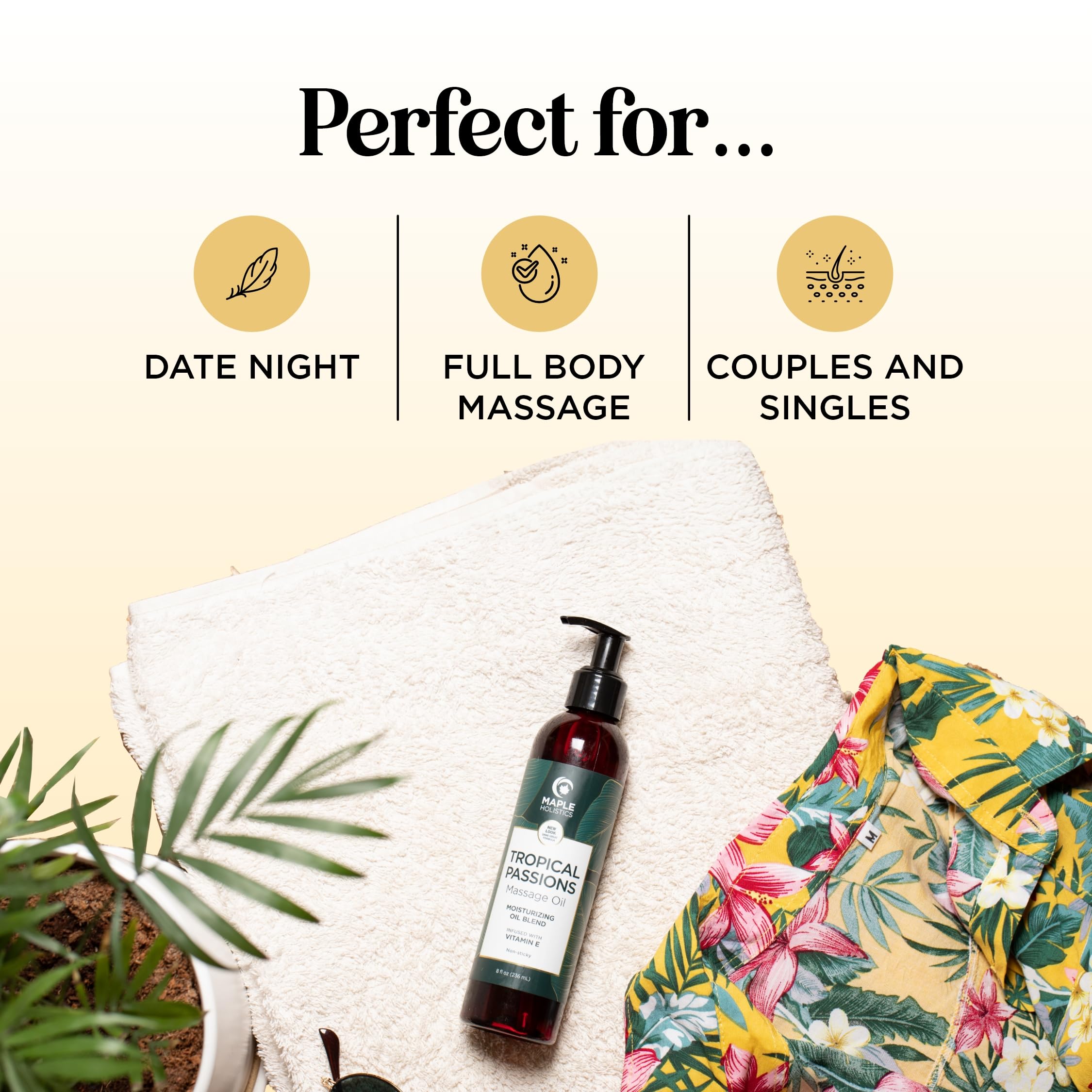 Lovers massaging each other with mango-scented oil