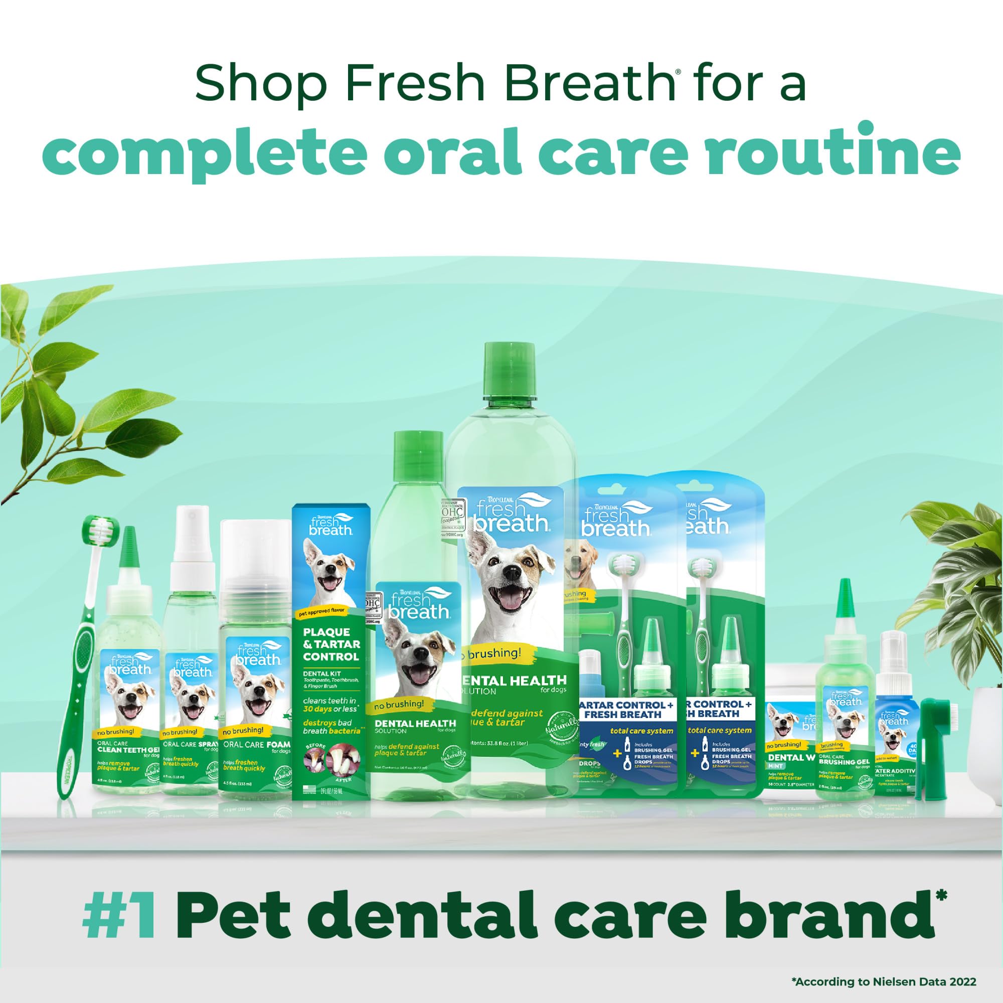 2.2oz TropiClean Fresh Breath Water Additive bottle detail